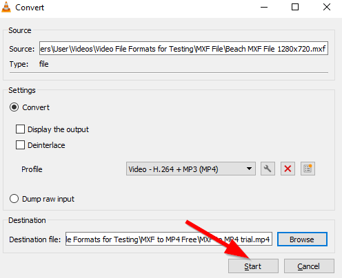 convert MXF to MP4 free VLC 6