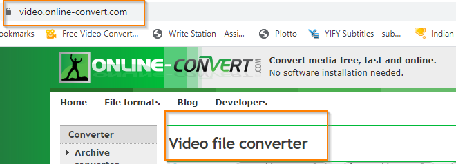 Video Online Convert page