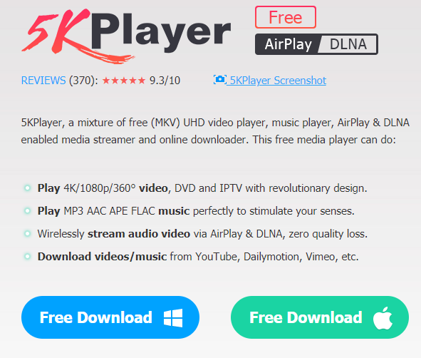 free DVD player software - 5K Player
