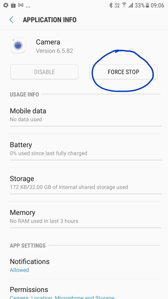 Force stop Android camera app 4