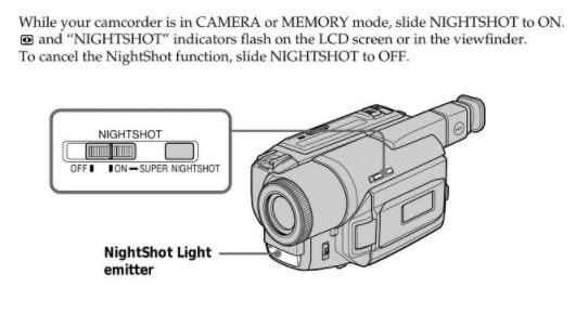 Sony camcorder nightshot function