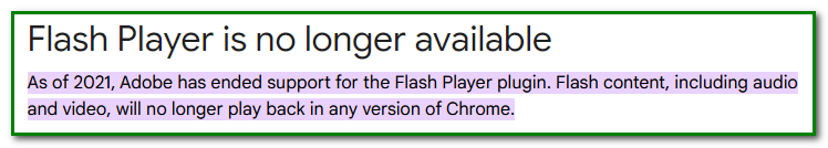 Chrome ends support for Flash
