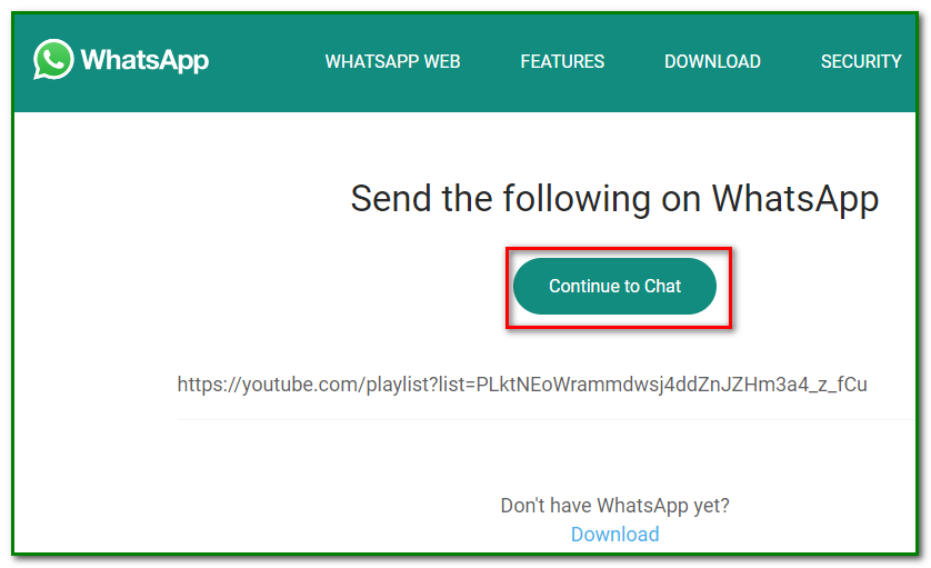 share a YouTube playlist on WhatsApp - Desktop step 3