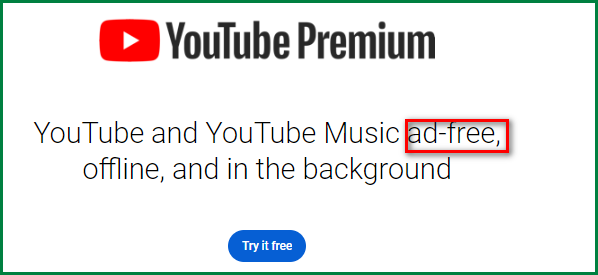YouTube Premium to block ads