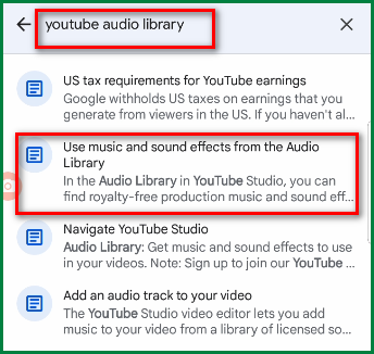 Open YouTube Audio Library on Mobile 4