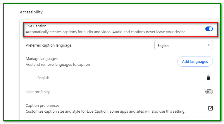 Enable Captions on Any Video or Audio on Chrome - Turn on Live Caption